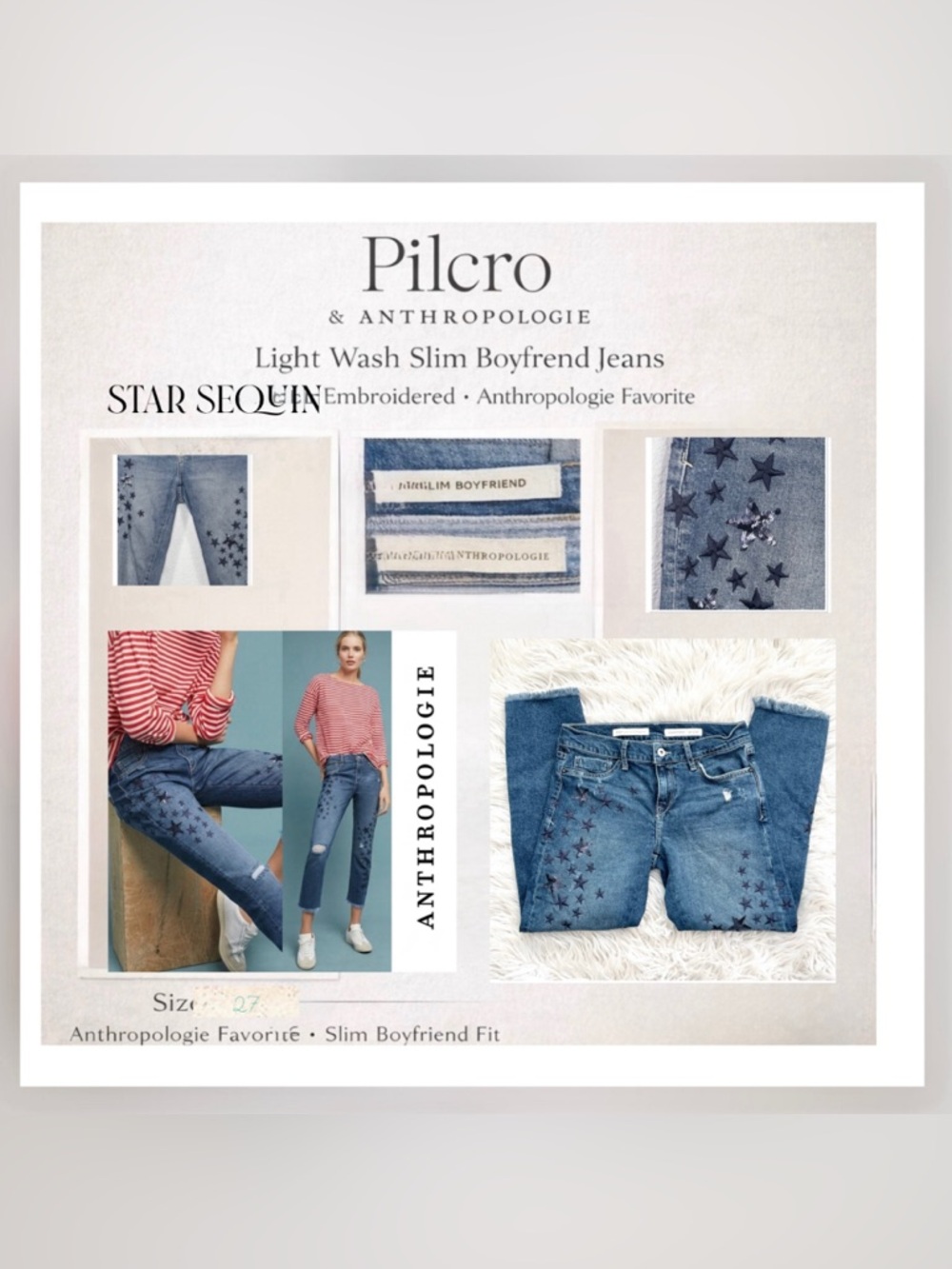 Anthropologie Pilcro & The Letterpress Sequin Star Boyfriend Jeans